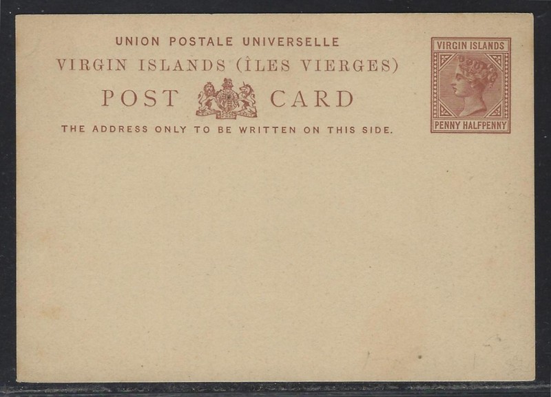 1880 Virgin Islands Postal Card - H&G #1 - Penny Halfpenny QV - Unused