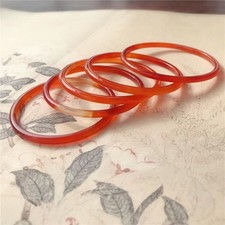 Certified natural chalcedony jade Red orange jingle bracelet Fine strips