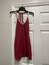 2B Bebe Red Bodycon Gold Sequin Dress NWOT Size M
