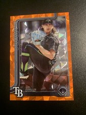 Ryan Pepiot 2025 Topps Series 1 Card #179 Orange Diamante 04/25 Tampa Bay Rays