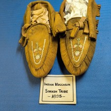 VINTAGE SIWASH TRIBE Native American Indian Moccasins 1895 RARE