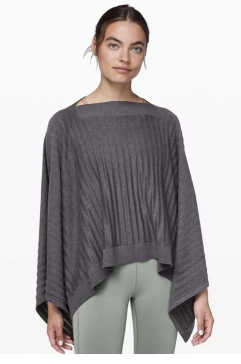 Lululemon Poncho Forward Flow Knit Cape Gray One Size