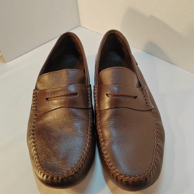 Gucci Men s Brown Leather Driver Loafers Moccasins Made In Italy Size 7.5
