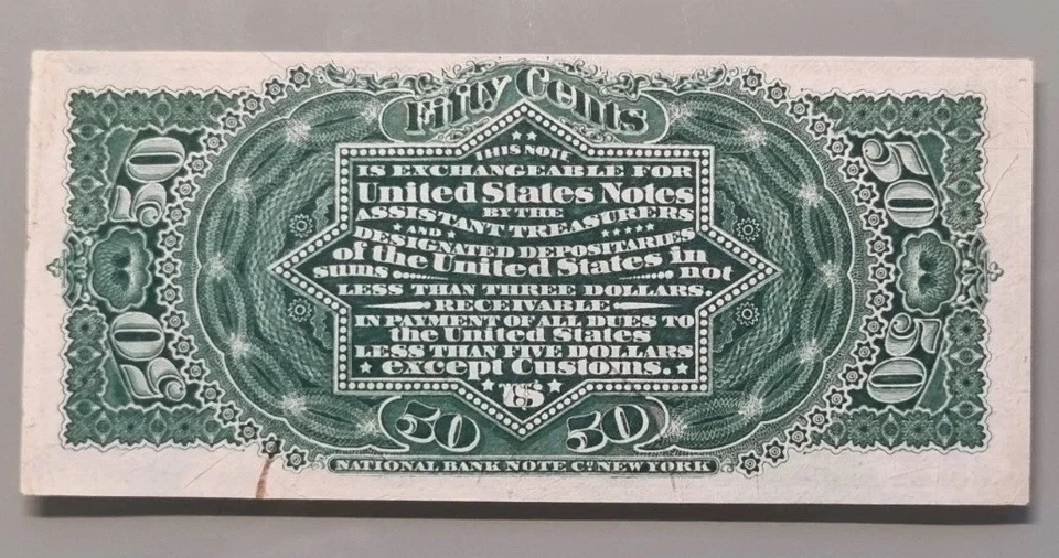 50 Cents Fractional Currency 4th Issue Abraham Lincoln High Grade AU - UNC 96349 - Image 2 of 2