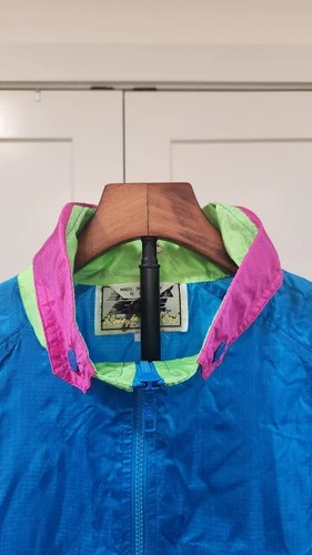 Vintage 90s Neon Colorblock Windbreaker Pullover Jacket Rivers Edge Small image 4