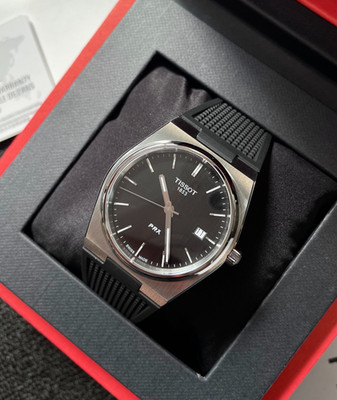 Tissot PRX T137.410.17.051.00 Black Rubber Black Dial Swiss Quartz Watch 1983