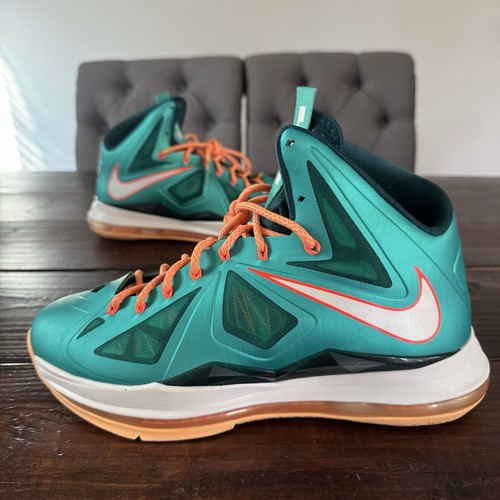 Nike LeBron 10 X Miami Dolphins Basketball Shoes (2013) Sz 10 Men's 541100-302
