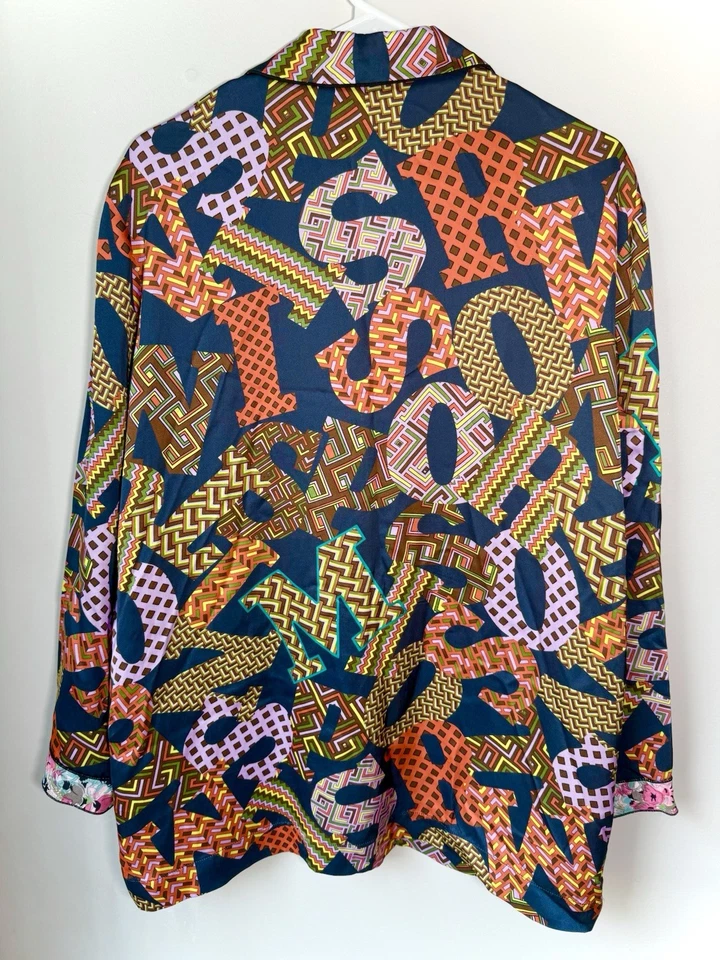 Camisa feminina Missoni pijama top botão para baixo tamanho 42 grande marca italiana de luxo - Imagem 3 de 4
