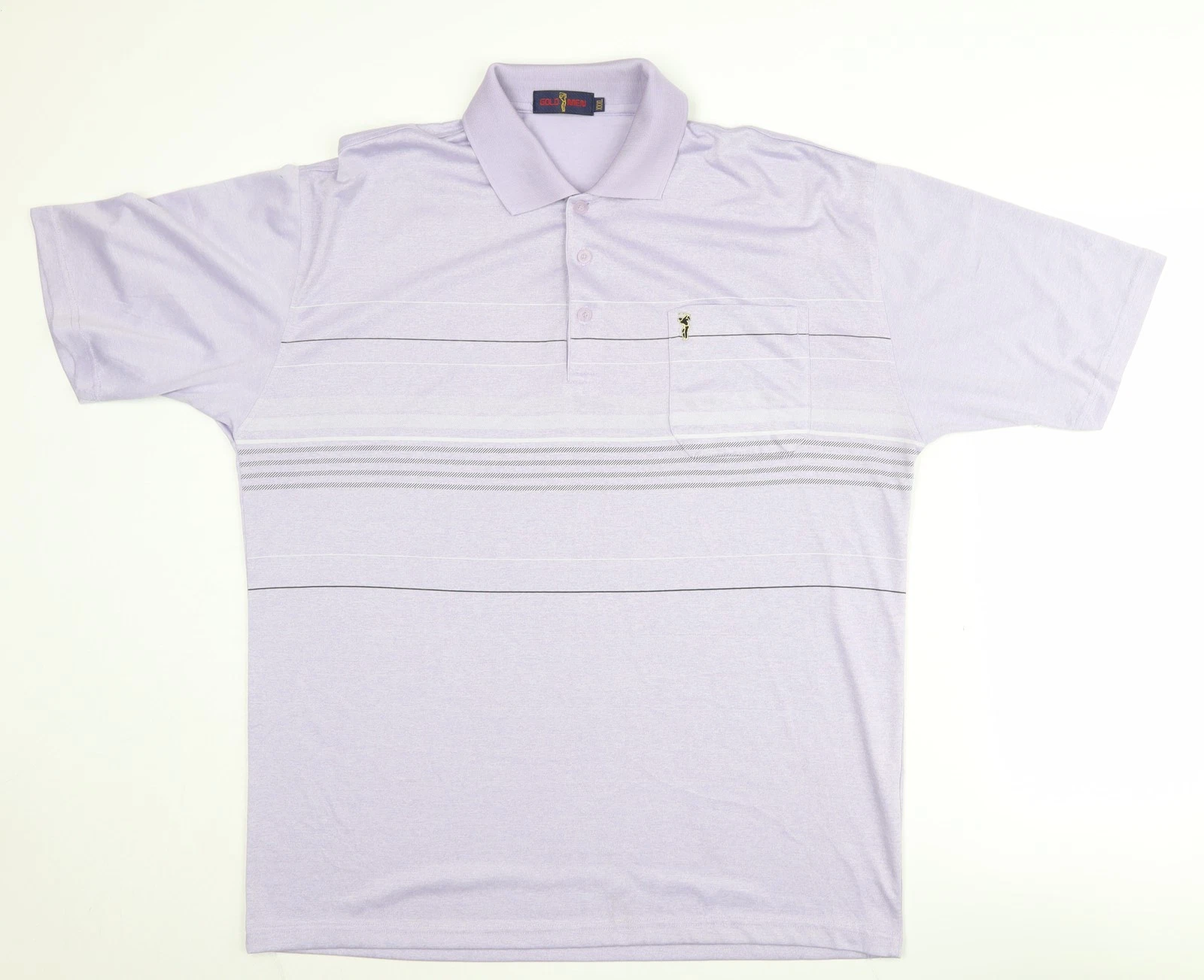 Gold Men Purple 2XL Striped Polo Shirt - Casual Wear