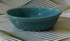 VTG Laughlin Ovenserve Blue Oval Baking Dish Embossed Flowers in Mother's Oats