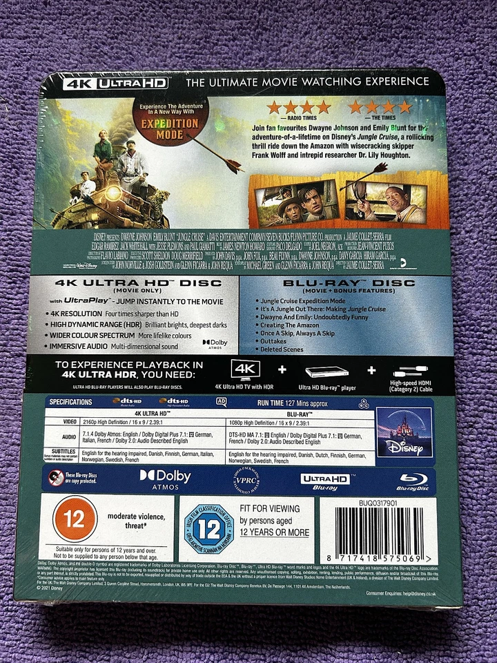 Disney's Jungle Cruise SteelBook 4K UHD Blu-ray, Ultra HD. UK. - Image 2 of 2