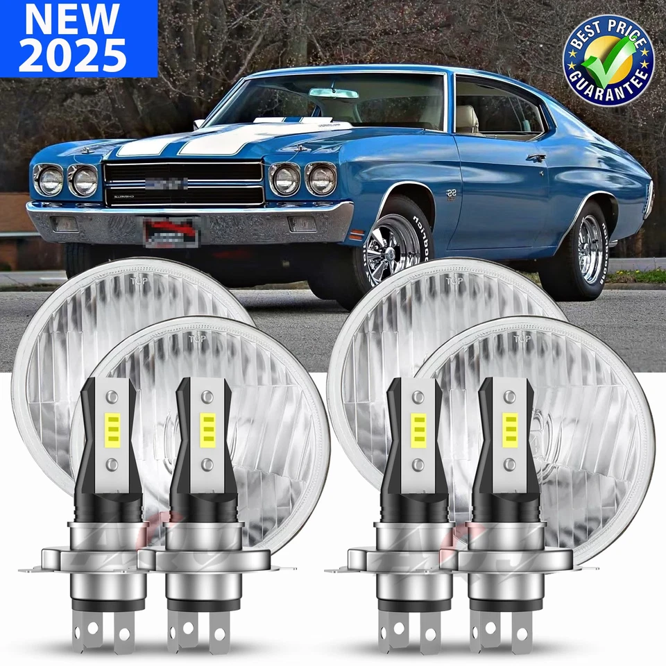 For Chevy Impala Bel Air 1962-1975 5.75 inch 5-3/4" LED Headlights Hi/Lo Beam US - Image 2 of 4