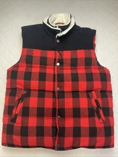 The Normal Brand Vest Mens XL Red Buffalo Plaid Sherpa Lined Full-Zip Pocket