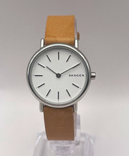 Cinturino donna Skagen Signature SKW2695 quadrante bianco pelle marrone batteria nuova