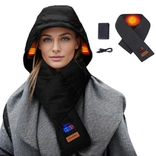Heated Scarf with Hood with 5000mAh Rechargable Battery Winter Warm Scarves