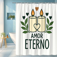Amor Eterno Shower Curtain with Candles and Hearts
