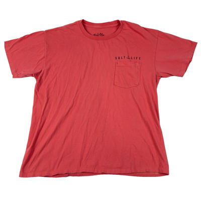 Salt Life Mens Red T-Shirt Size Large Cold Brews Salty Food Graphic Print