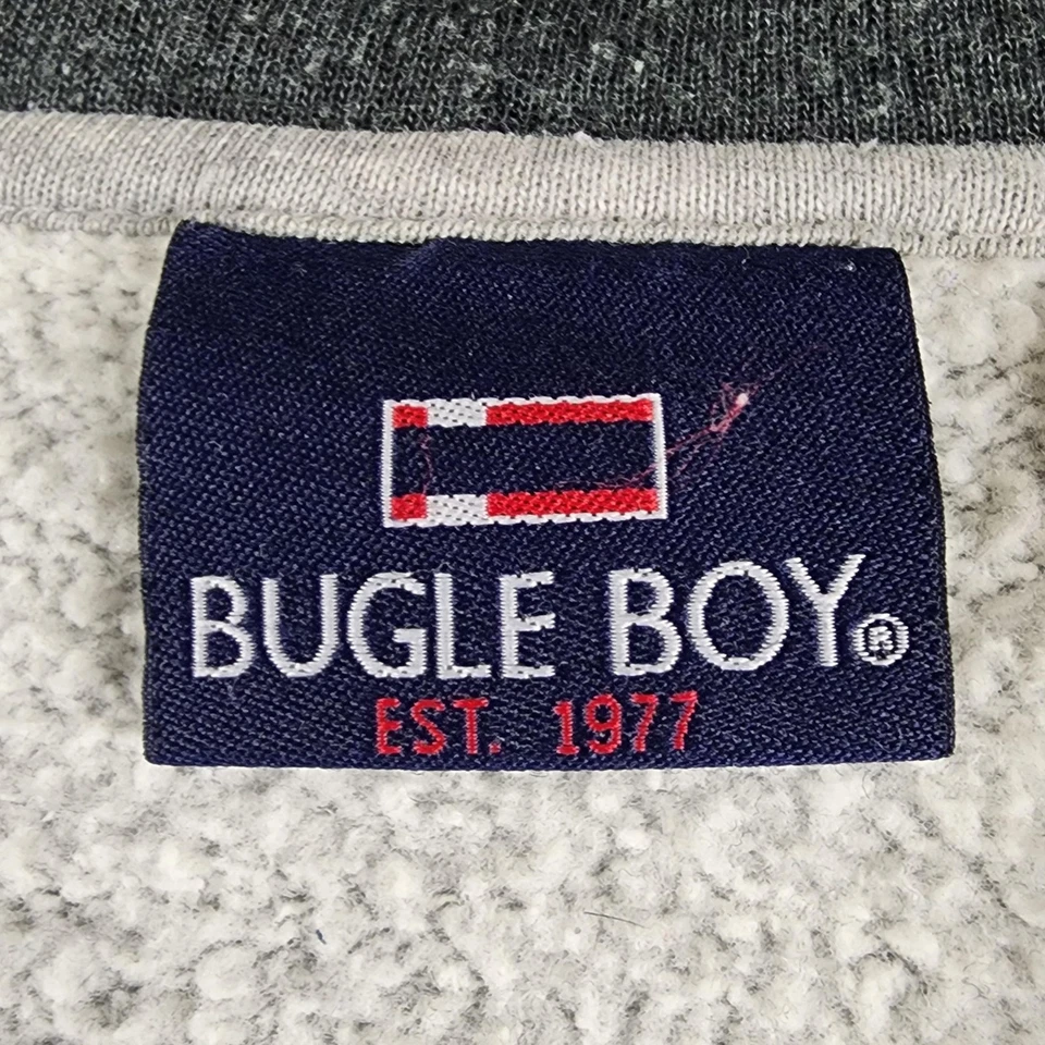 Sudadera con Capucha Bugle Boy Para Hombres XL Gris Cremallera Completa Forrada Sherpa Vellón Deletrear Gráfico Foto 3 de 4