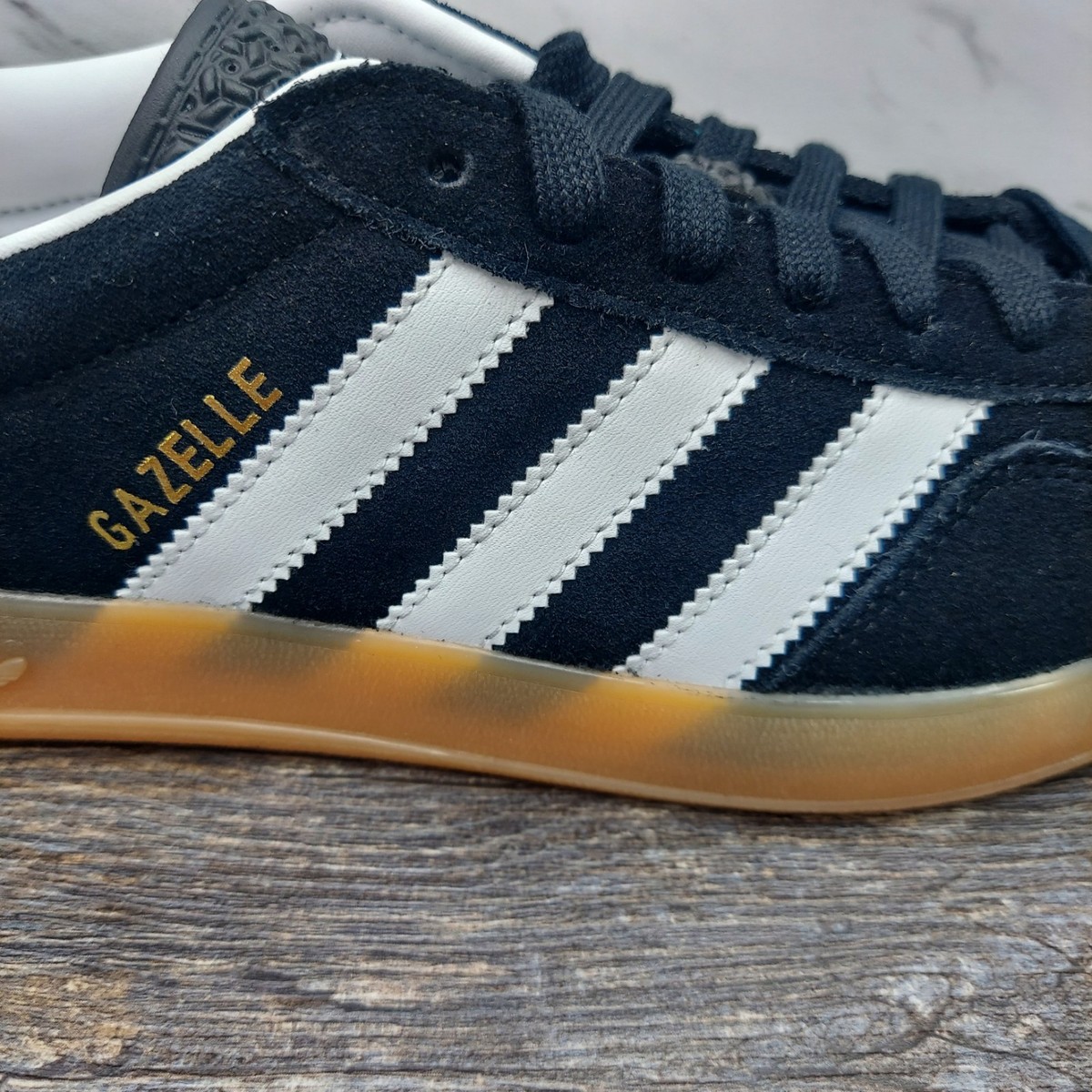 Size 12 - adidas Gazelle Indoor Black White Gum for sale online | eBay