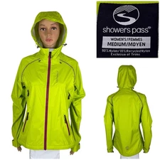 Showers Pass Womens Medium Jacket Syncline CC Rain Waterproof Reflective Green