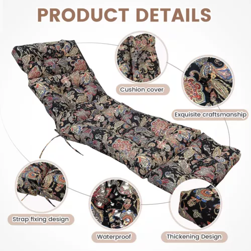 Outdoor Chair Cushion Lounge Chair Cushion Thick Beach Chaise Lounge Cushion New - Picture 56 of 60