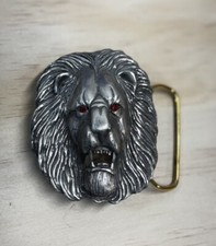 Wow Vintage Norman Fortin Pewter Lion Belt Buckle Signed Original Free Ship N2