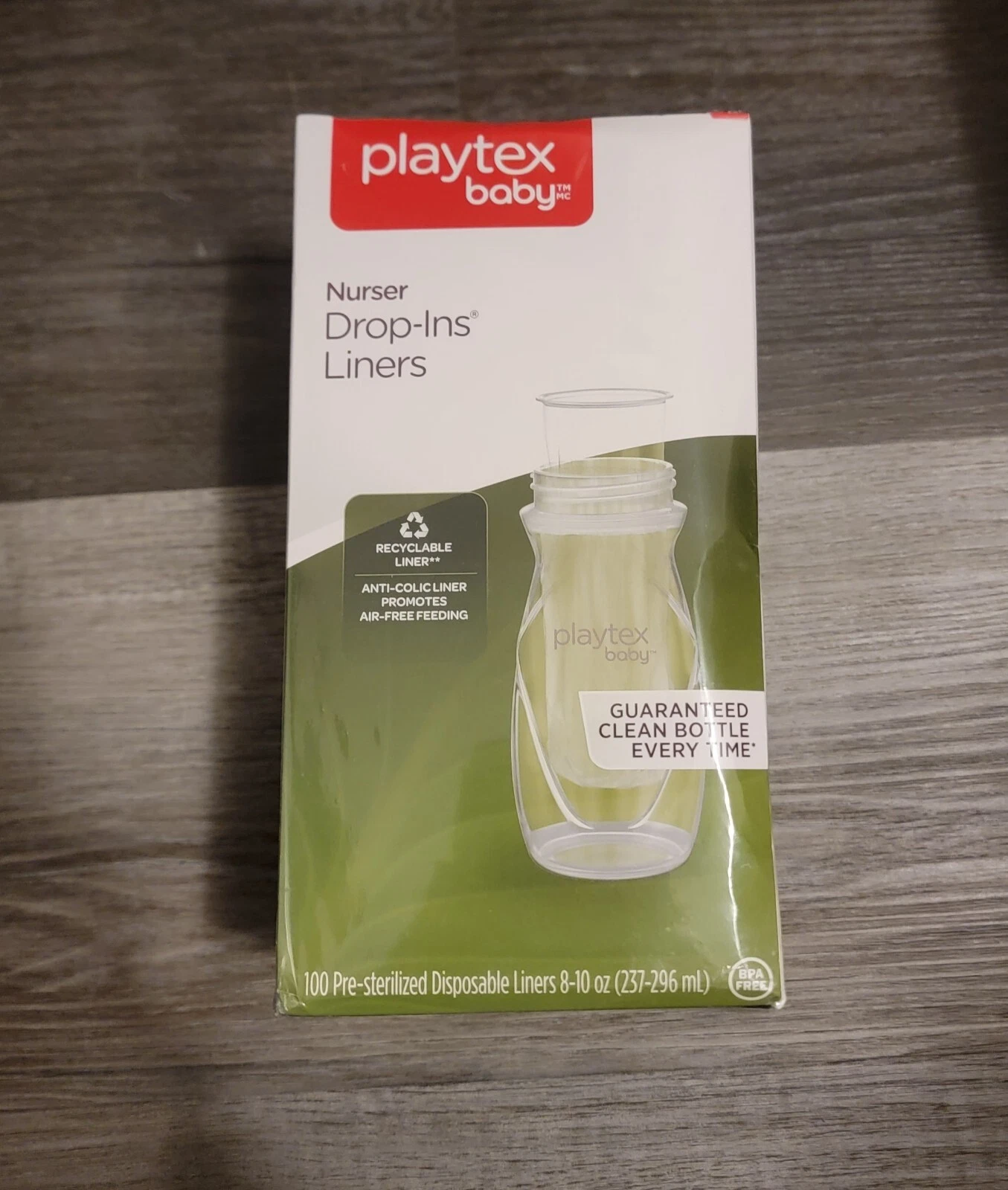 Playtex Baby Bottle Drop-Ins Liners, 8oz - 2x100=200 Count Unopened Box
