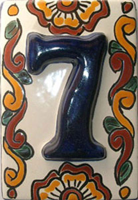 Mexican BLUE Tile House Numbers High Relief Tiles Mexico