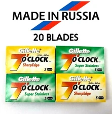 20 Gilette 7O'Clock Sharp Edge Double Edge Safety Razor Blade Sampler Pack DE