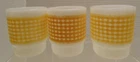 Vtg Set of 3 Anchor Hocking Fire King Yellow Gingham Plaid Milk Glass Mug Cup