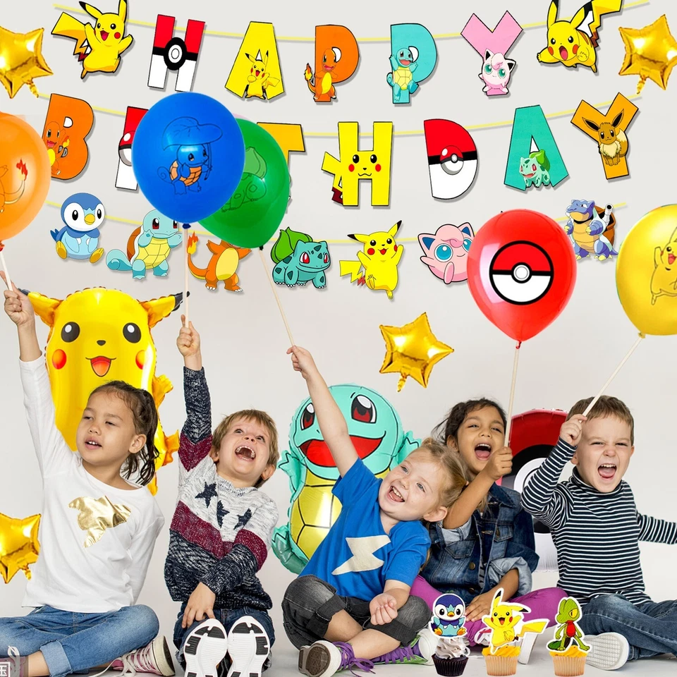 106 Pcs PokeMon Birthday Party Supplies PokeMon Decorations for Kids Balloons - Image 3 of 4