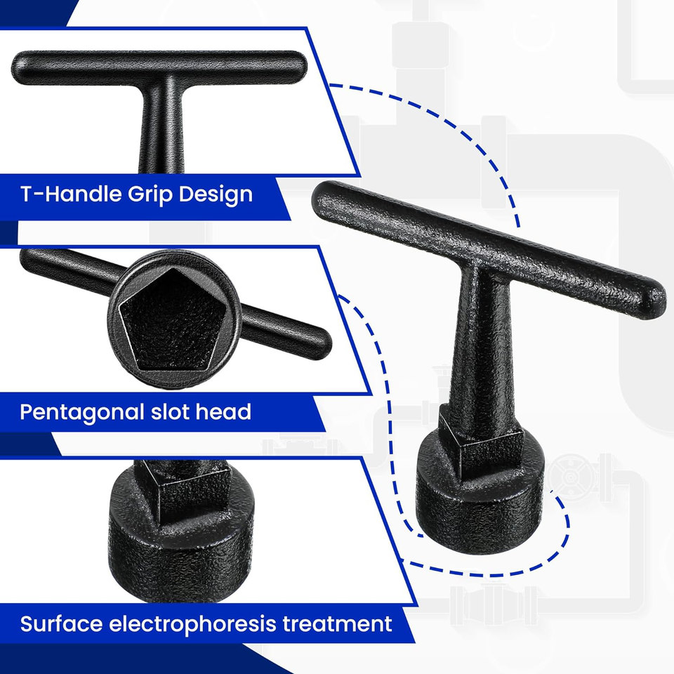 Enhon Curb Box Wrench for Pentagon Curb Boxes, Water Meter Wrench for
