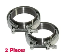 2 Pieces 2.5'' V-Band Flange & Clamp Kit for Turbo Exhaust Pipes MILD STEEL