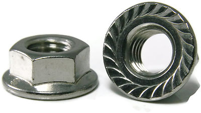 Stainless Steel Hex Flange Nut Serrated UNC 5/16-18, Qty 50