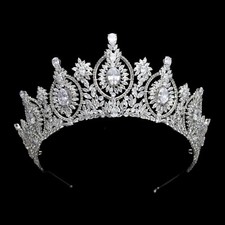 Vintage Cubic Zirconia Wedding Tiara for Bride Quince Prom Homecoming Pageant...
