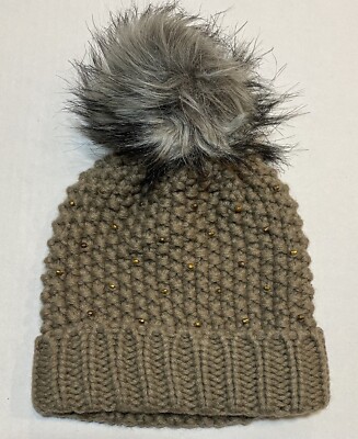Saks Fifth Avenue Gray Cable Knit Beanie with Faux Fur Pom Saks Fifth Avenue Cable-Knit Ribbed Trim Hat | Saks Fifth Avenue main image 3