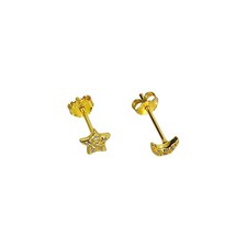 14ct Gold Crystal Star And Moon Earrings