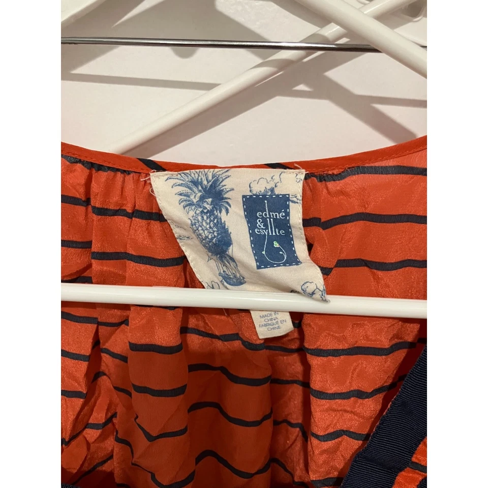 Blusa Poncho Anthropologie Edme & Esyllte Ligera de Seda, Azul/Naranja, Pequeña Foto 2 de 3