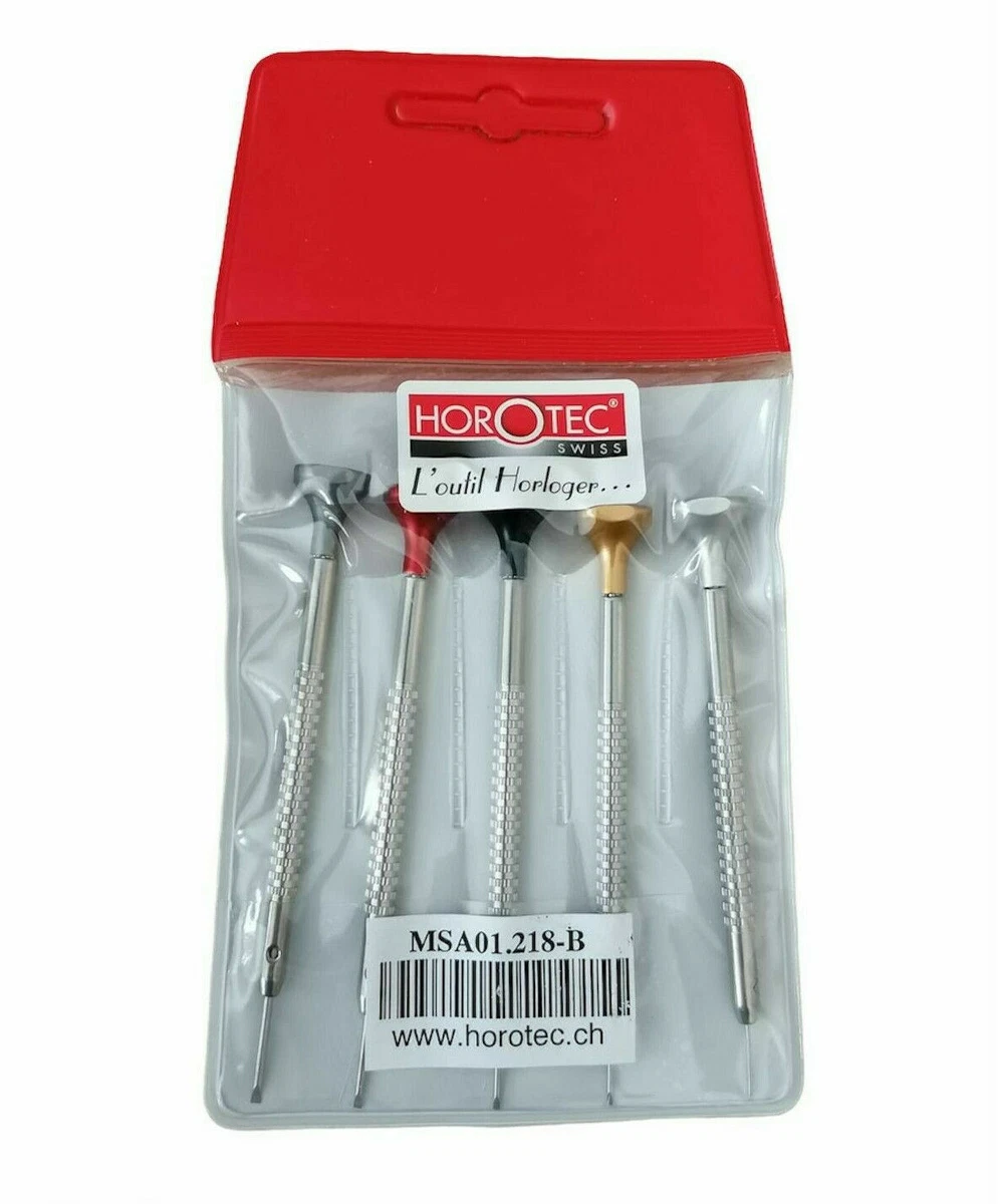BUZZUFY Horotec MSA 01.218-B Assortiment van 5 horlogemaker schroevendraaiers 0,60 tot 1,40 mm, Meerkleurig