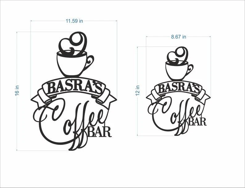 Placa de nome personalizada de metal para barra de café arte de parede decoração de cozinha  - Imagem 2 de 4