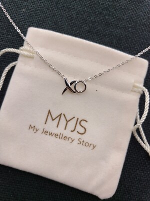 MYJS XO Pendant Rhodium Plated 45 CM Chain Necklace