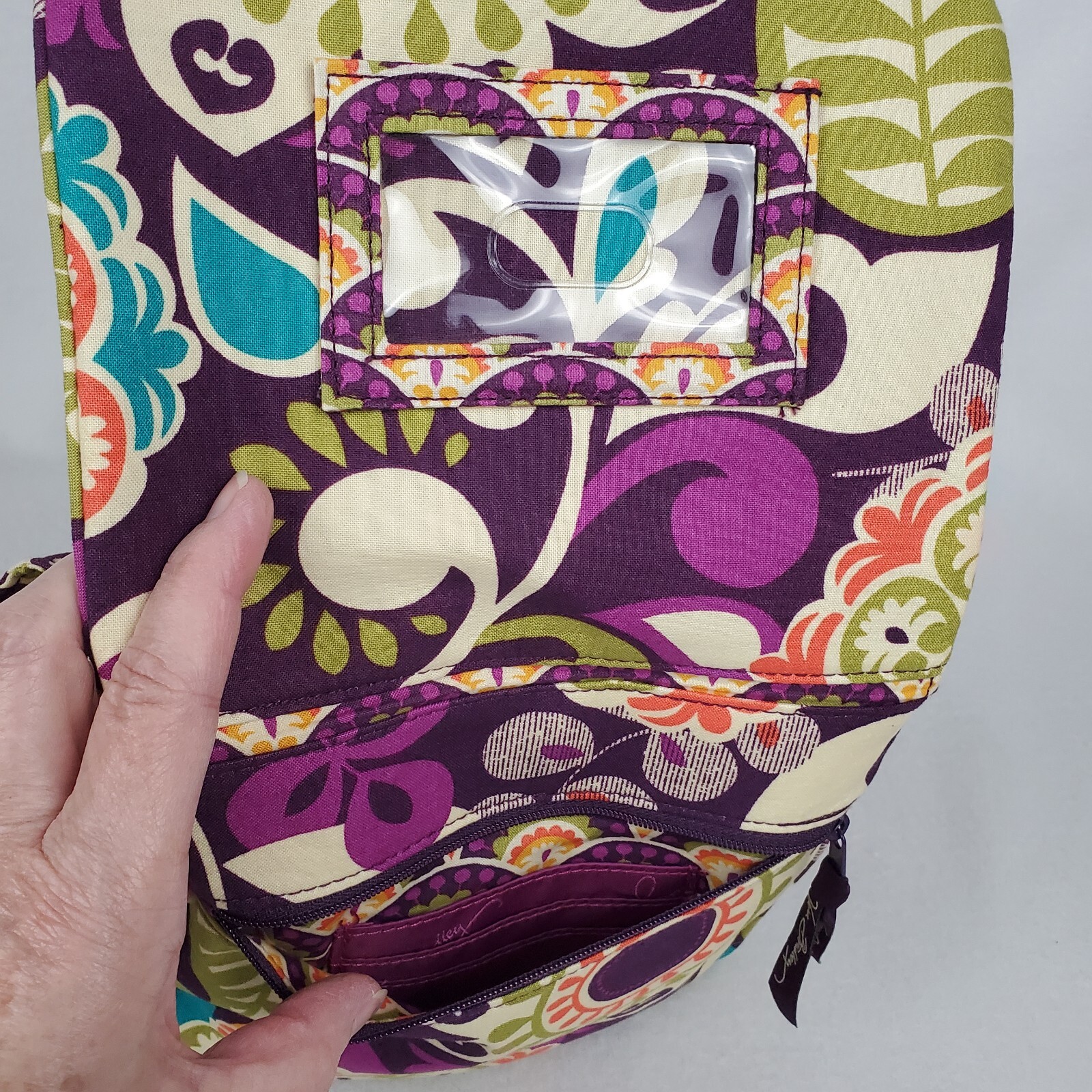 Vera Bradley Plum Crazy Fold Over Flap Crossbody Shoulder Bag Purse