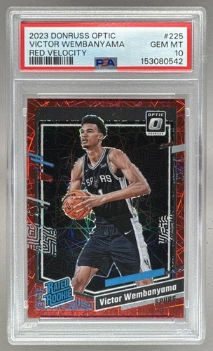 Victor Wembanyama 2023 Donruss Optic 225 Red Velocity Prizm RC Rated /299 PSA 10