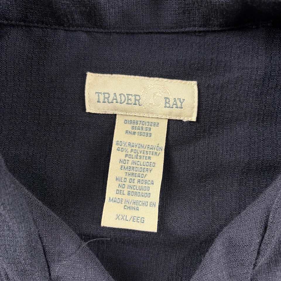 Trader Bay Camp Shirt Mens 2XL Black Drink Palm Tree Party Rayon Blend - Image 3 of 4