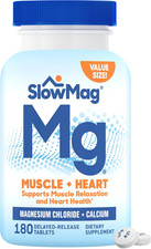 Slow-Mag Mg Muscle  Heart Magnesium Chloride with Calcium Supplement, 180Count