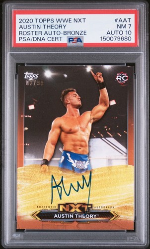 Austin Theory 2020 Topps WWE NXT Roster Autograph Bronze RC Rookie 2/99 PSA 7