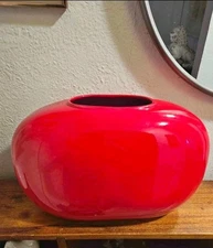 Jaru California Pottery Monumental Size Red Vase Postmodern Design 20" Vintage