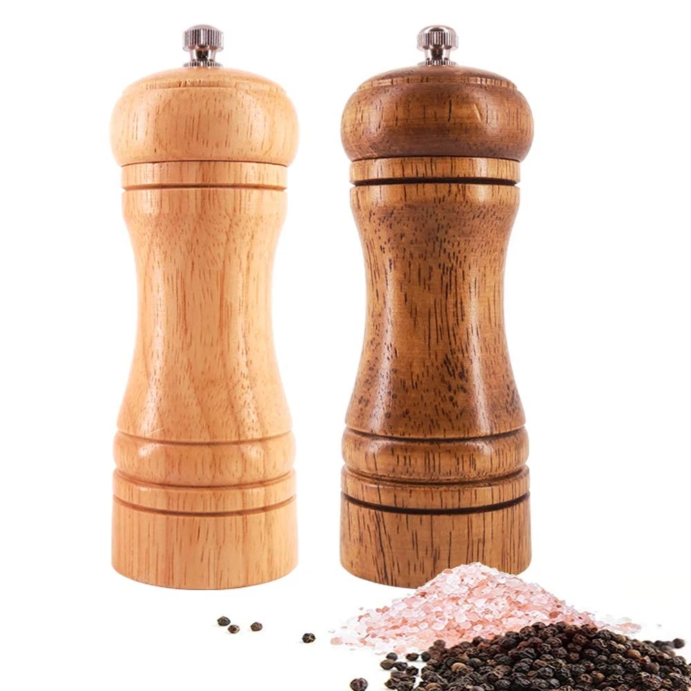 Salt and Pepper Grinders Set,Manual Wooden Salt and Pepper Mills Shakers, Cer...
