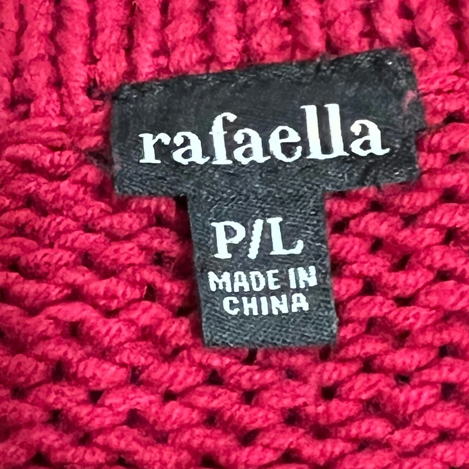 Suéter Rafaella Rojo/Magenta Tejido con Cable Botón a Presión Cubierta Corta Talla L-Pequeña Foto 2 de 4