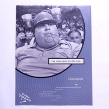 2001 Yahoo Sports Vintage Print Ad Advert Fantasy Football Baseball Beer Hat